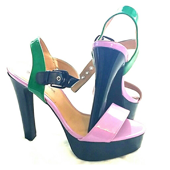 Color block platform heels