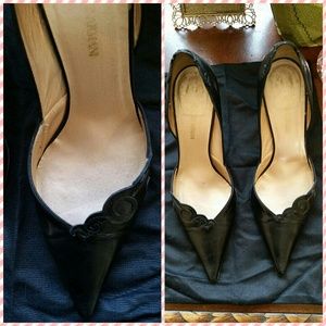 GIORGIO ARMANI BLACK LEATHER PUMPS