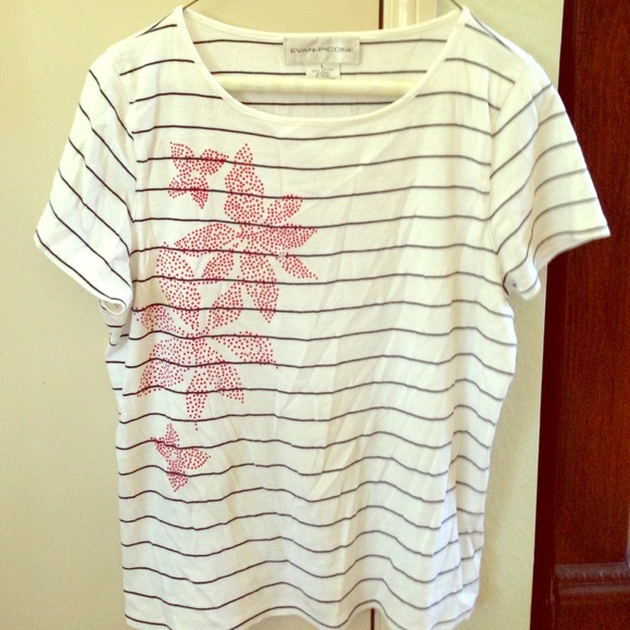 100% cotton  striped black w/ white short sleeve