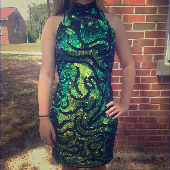 Black and emerald dress