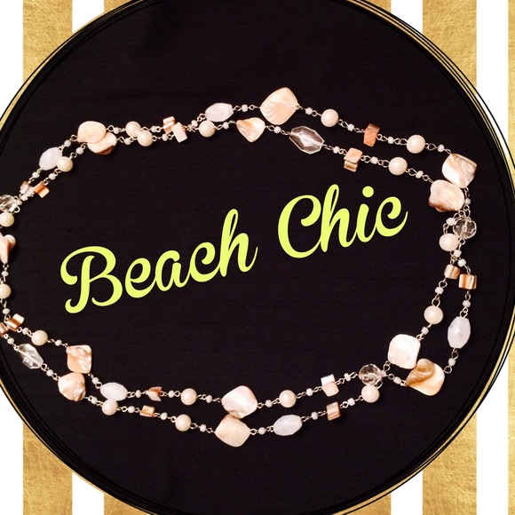 Long Crystal & Shells Necklace