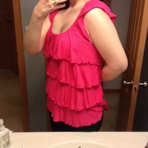 Hot pink ruffle top