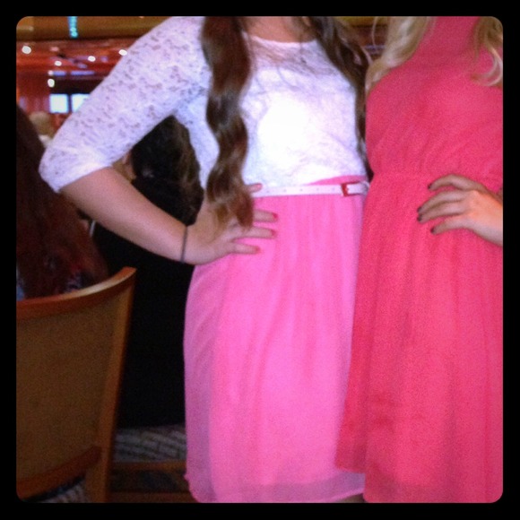 Lace and pink dress