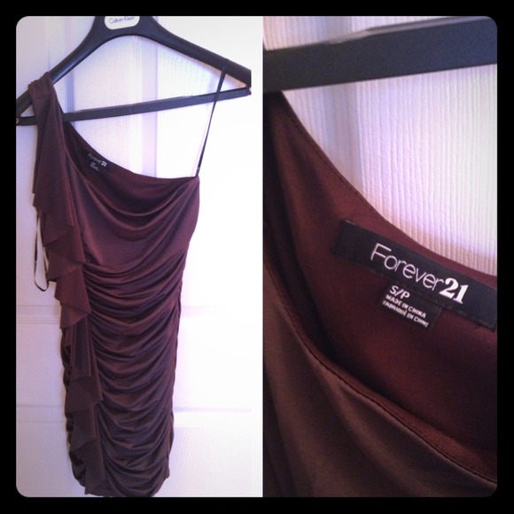 One shoulder mini-dress with ruffles
