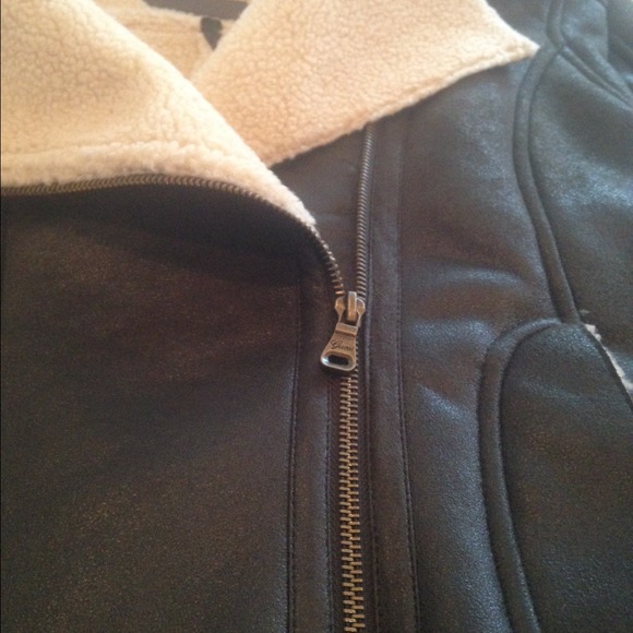 Guess dark green lined faux leather jacket - Picture 3 of 4