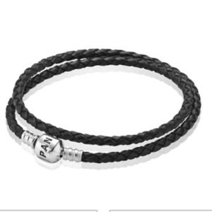Pandora black double leather bracelet