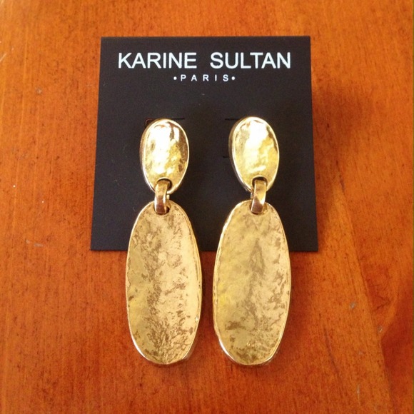 💟NWT💟 Karine Sultan Hammered Drop Gold Earrings - Picture 1 of 2
