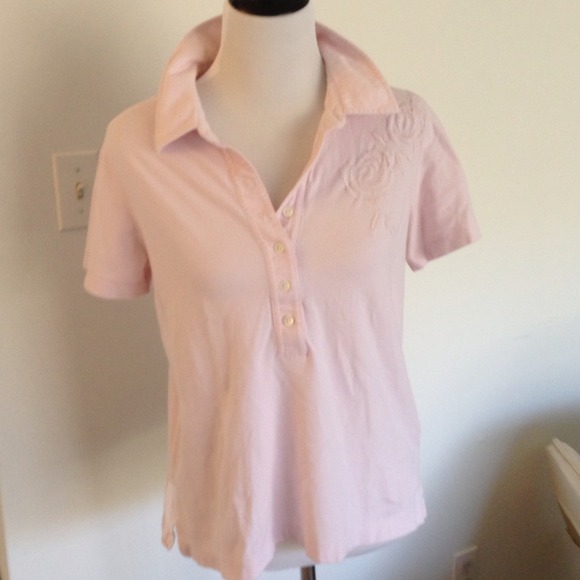 Light Pink Banana Republic Polo w Floral Detail