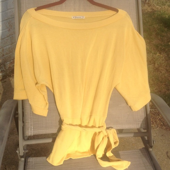 Forever 21 Yellow Tie Waist Sweater