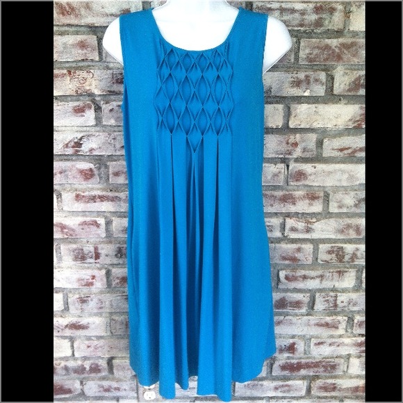 HP Calvin Klein Turquoise Diamond Shift Dress - Picture 1 of 4