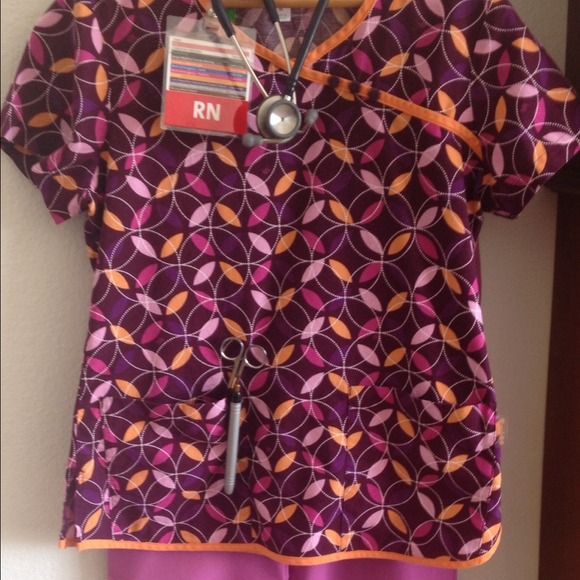 Koi scrub top with matching bottoms