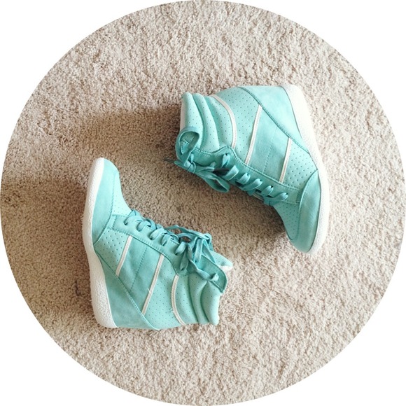 green wedge sneakers