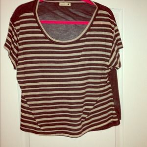 Black striped short sleeve cropped top size large