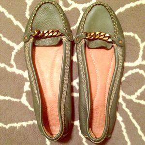 Hunter Green Leather Chain Link JCrew Driving Mocs