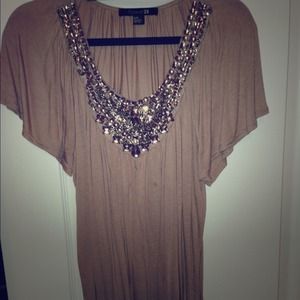 Tan top with jewel detail