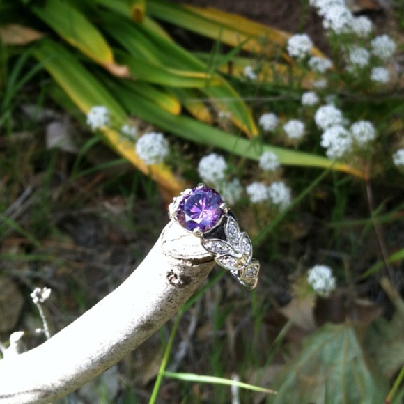 SOLD----10K White Gold Filled Amethyst Ring - Picture 2 of 4