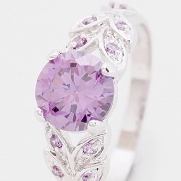 SOLD----10K White Gold Filled Amethyst Ring - Picture 3 of 4