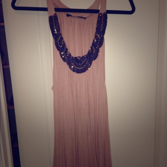 Large pink tan with beading detail