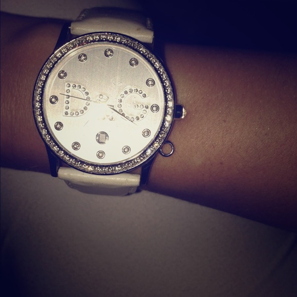 Dolce & Gabanna Diamond and White Leather Watch