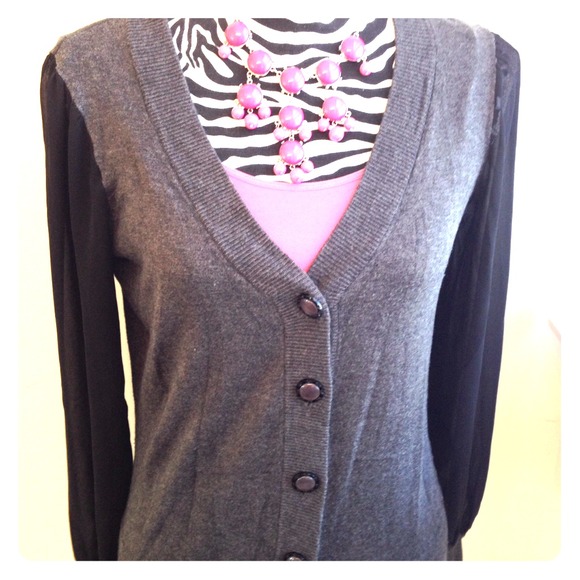 📚 2/$12 Twelve by Twelve Cardigan with Sheer Sleeves - Picture 1 of 4