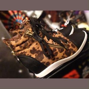 Leopard Print Sneaker Wedges