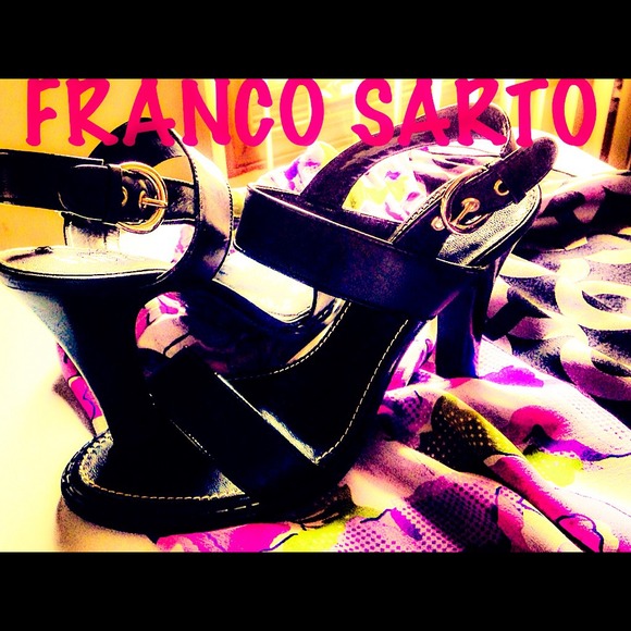 Franco Sarto Black Kid Leather Sandals