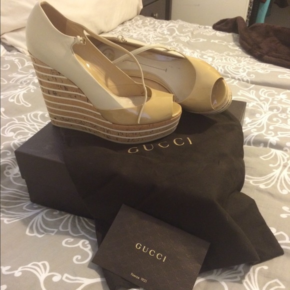 Authentic Gucci Patent Leather Wedges