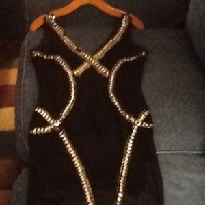 BeBe Black/gold shimmer dress size small worn 1