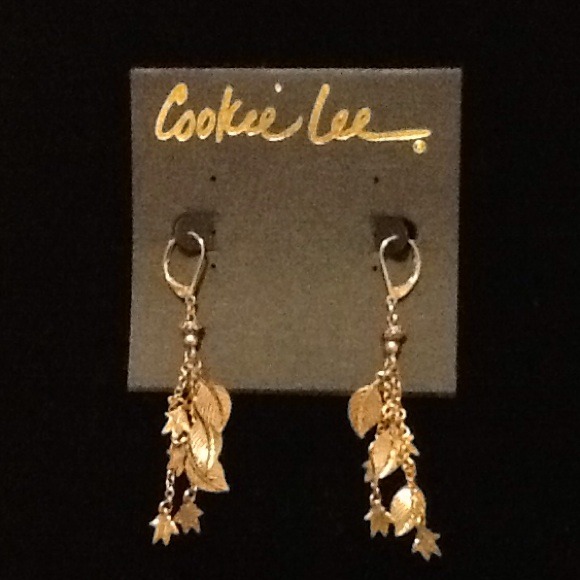 Leaf Charm Drop Earrings - Picture 1 of 3