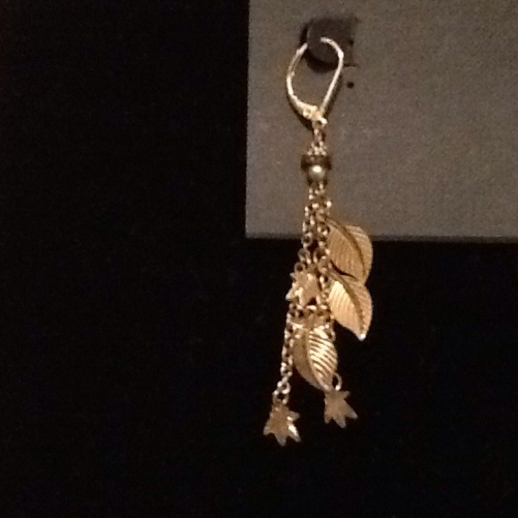 Leaf Charm Drop Earrings - Picture 2 of 3