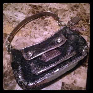 Authentic silver sequin coach purse