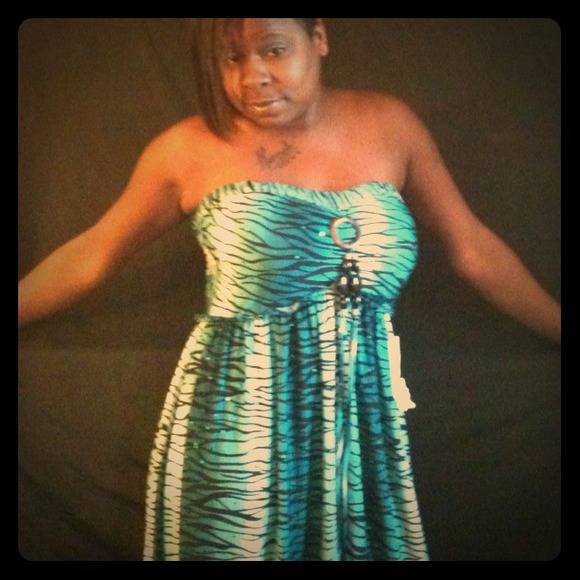 Strapless Green/Turquiose Bedazzled Dress
