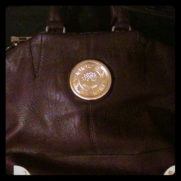Large Dark Purple & gold Faux Leather Bag