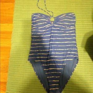 Blue & white one piece bathing suit