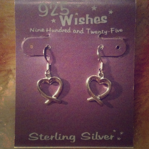 925 wishes sterling silver heart earrings