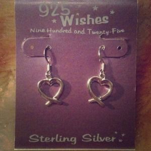 925 wishes sterling silver heart earrings
