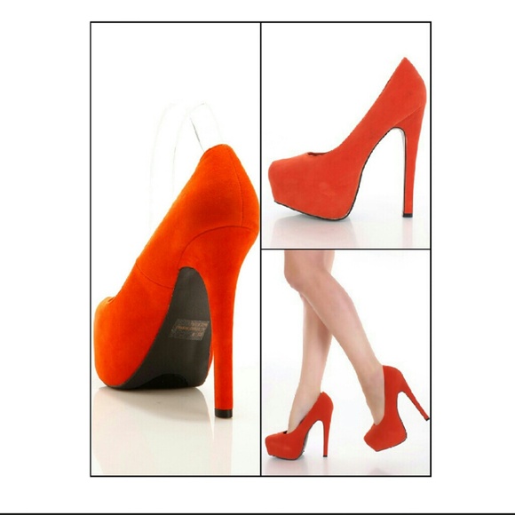 Orange platform heels