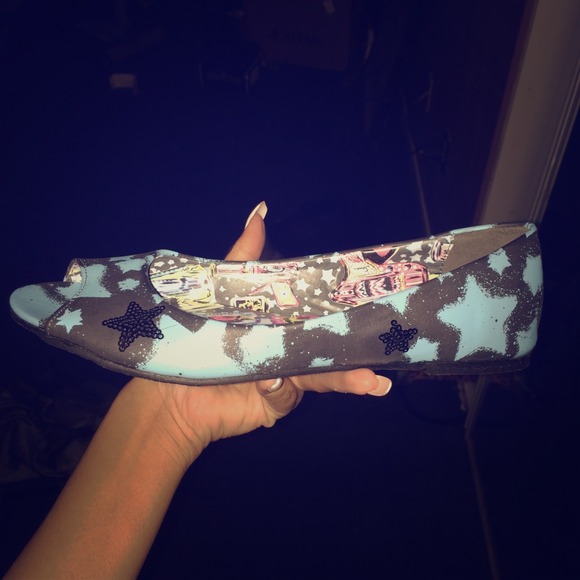 Iron Fist blue star peep toe flats