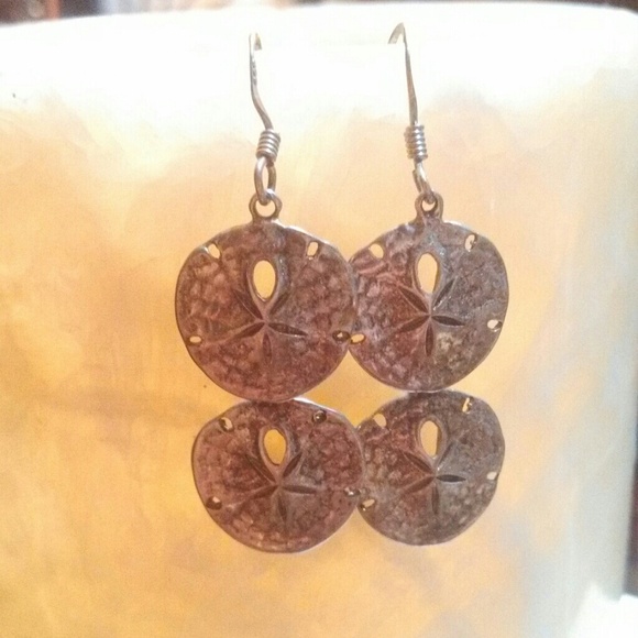 Sterling silver double dangle sand dollar earrings