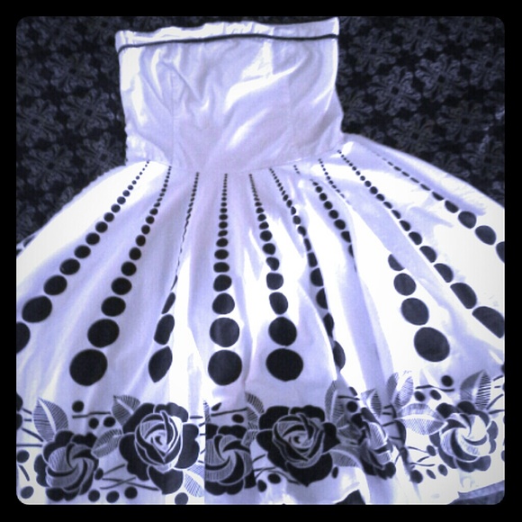 White and Black Polka Dot Floral Dress