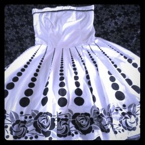 White and Black Polka Dot Floral Dress