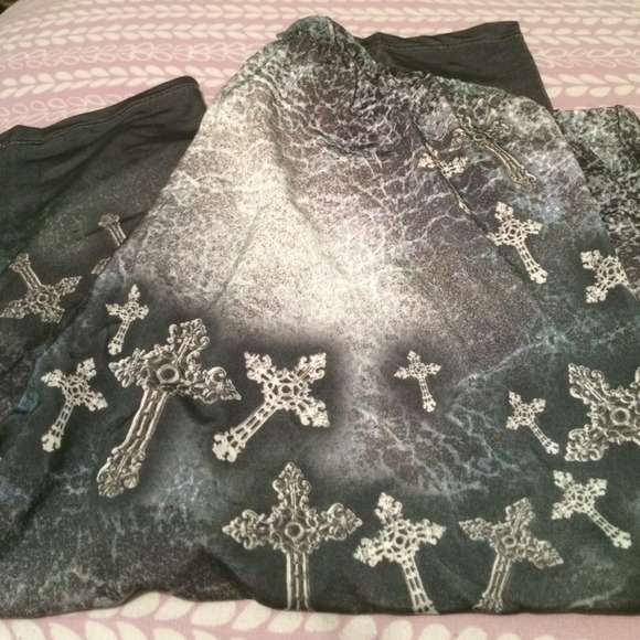 Grey/White Cross Tights