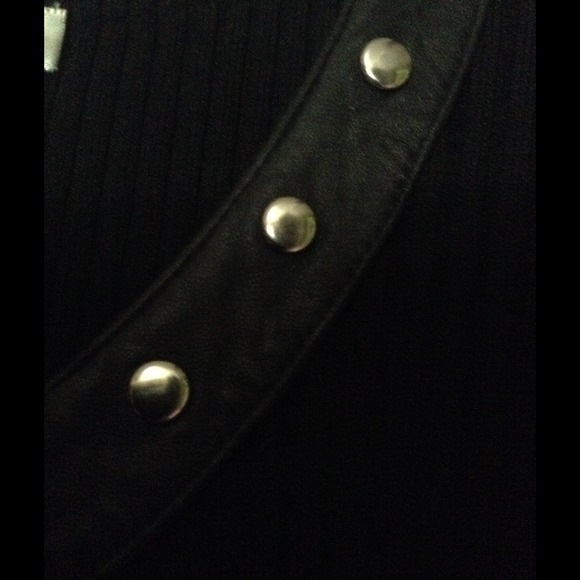 Leather trimmed studded sweater. - Picture 4 of 4