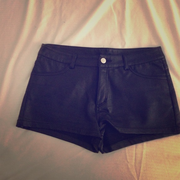 Faux leather shorts