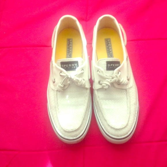 White sequenced Sperry's.