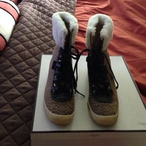 Authentic coach fur booties