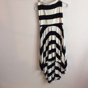 Strapless High-Low Striped Dress