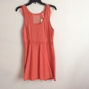 Coral Pink Dress with Lace Details