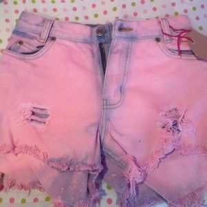 Distressed jean shorts