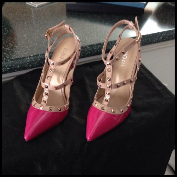 2x HP🎉NWOB Hot Pink Patent Leather Heels 7 - Picture 3 of 3
